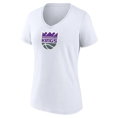 Sacramento Kings Women's Logo V-Neck T-Shirt White - NBA