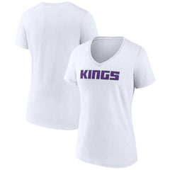 Sacramento Kings Women's Wordmark V-Neck T-Shirt White - NBA