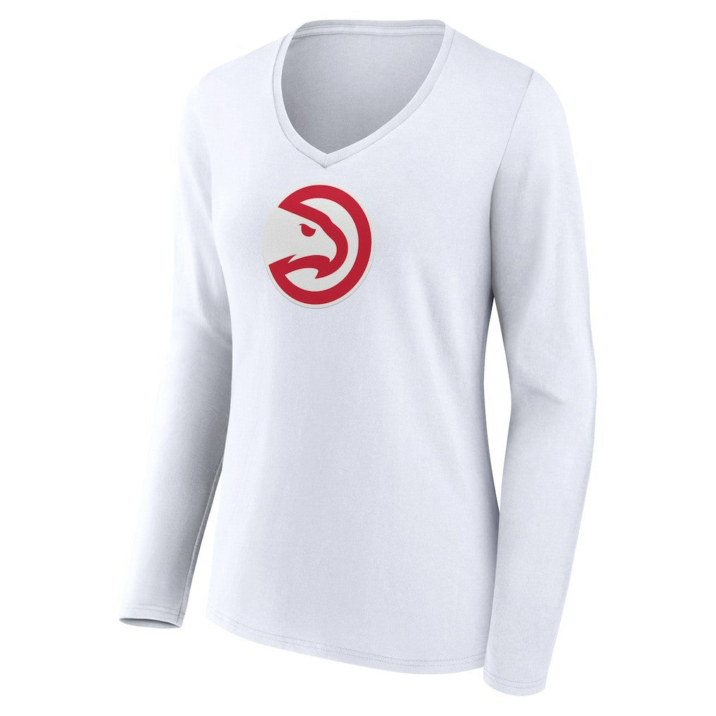 Atlanta Hawks Women's Logo Long Sleeve V-Neck T-Shirt White - NBA