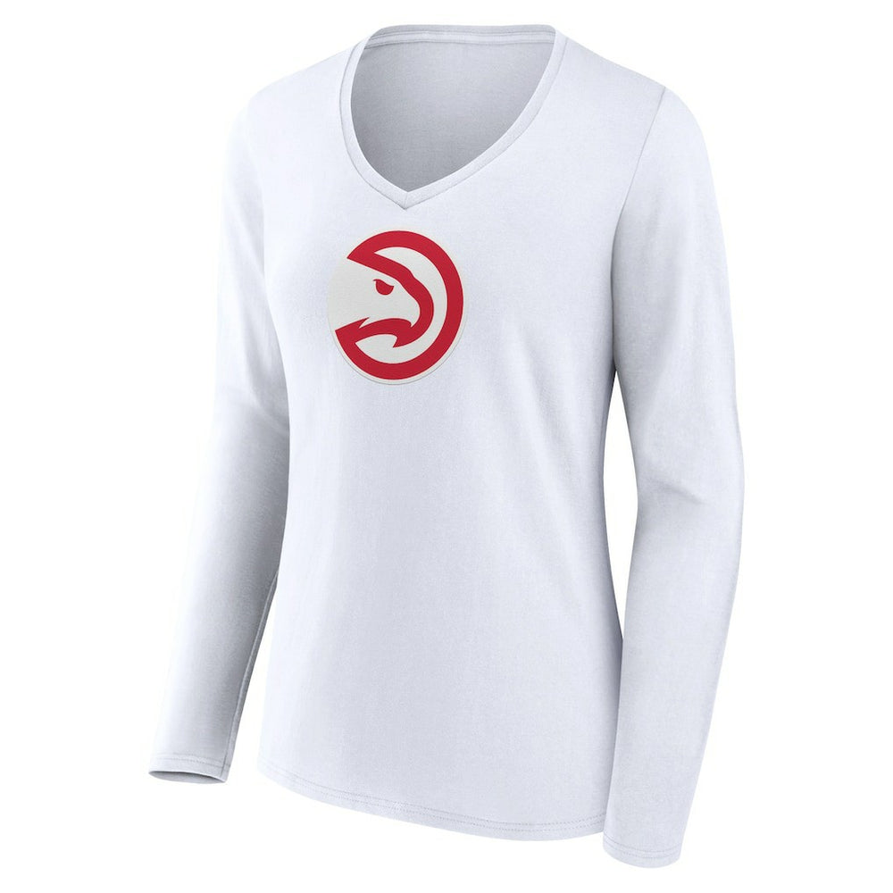 Atlanta Hawks Women's Logo Long Sleeve V-Neck T-Shirt White - NBA