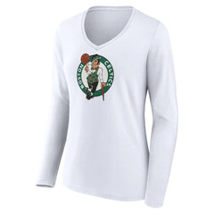 Boston Celtics Women's Logo Long Sleeve V-Neck T-Shirt White - NBA