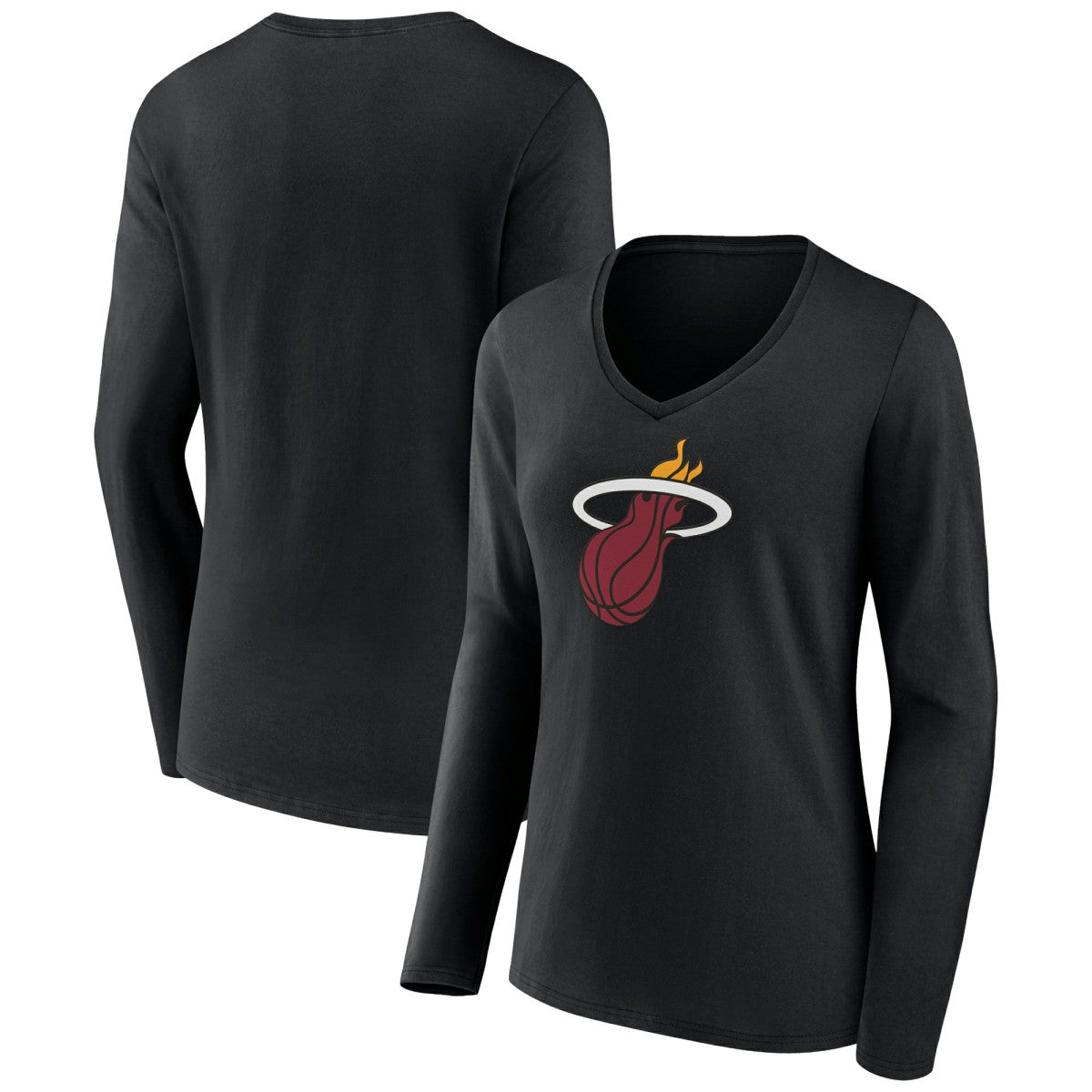 Miami Heat Women's Logo Long Sleeve V-Neck T-Shirt Black - NBA