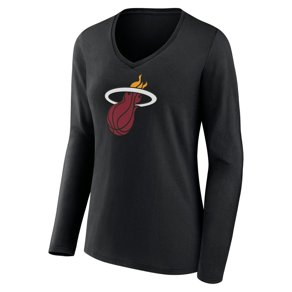 Miami Heat Women's Logo Long Sleeve V-Neck T-Shirt Black - NBA