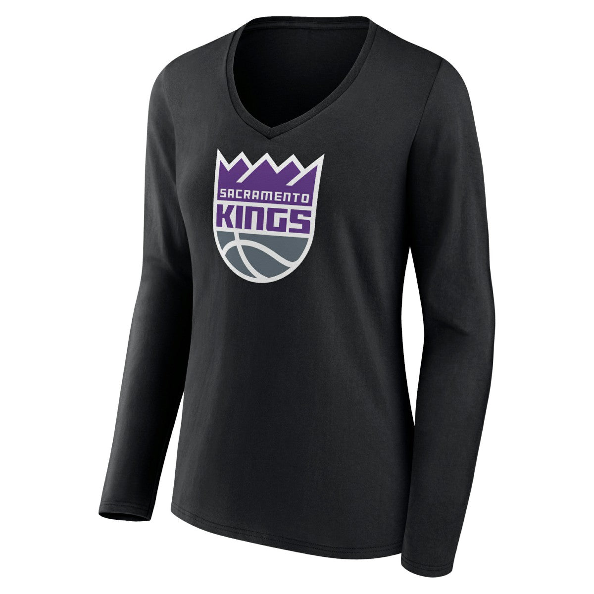 Sacramento Kings Women's Logo Long Sleeve V-Neck T-Shirt Black - NBA