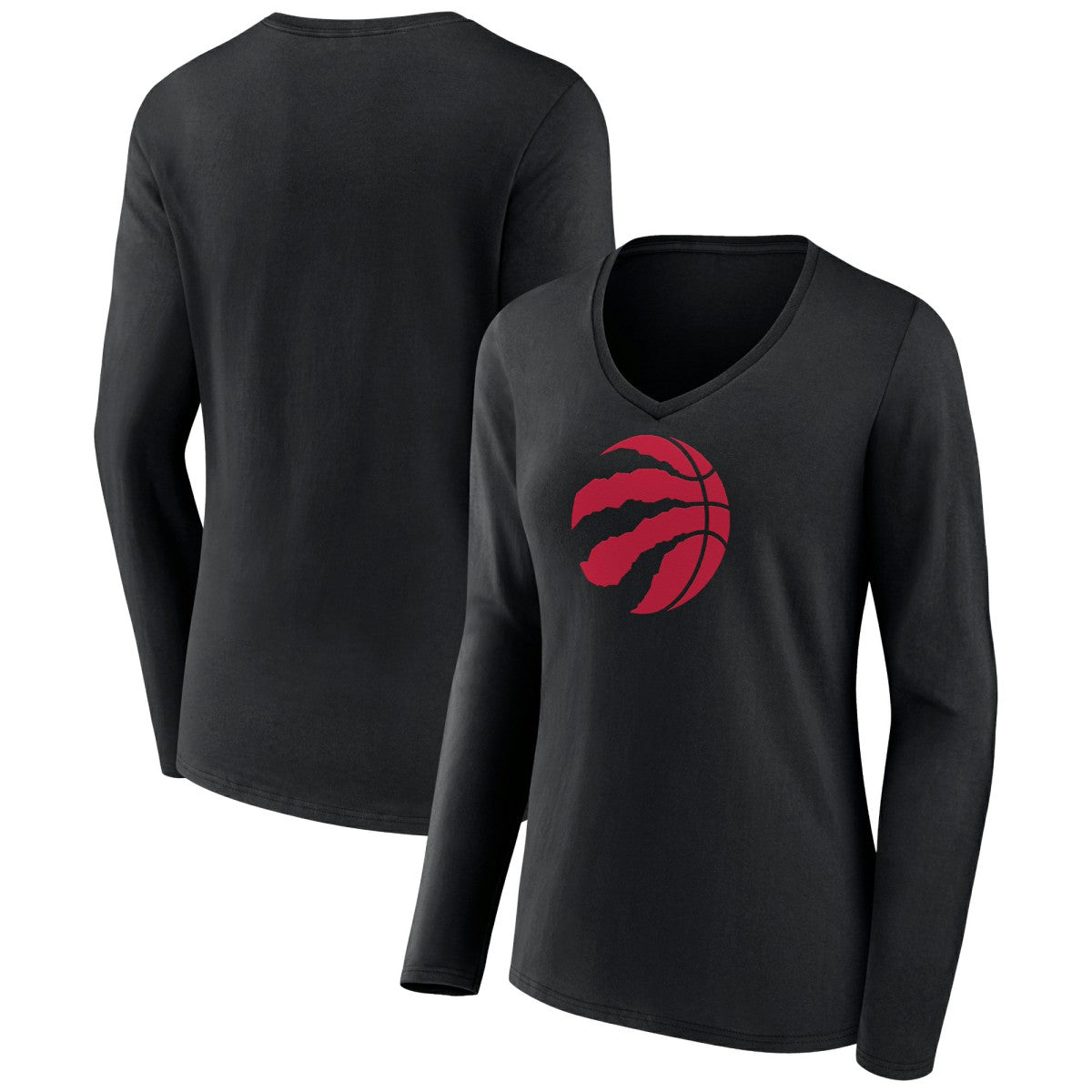 Toronto Raptors Women's Logo Long Sleeve V-Neck T-Shirt Black - NBA