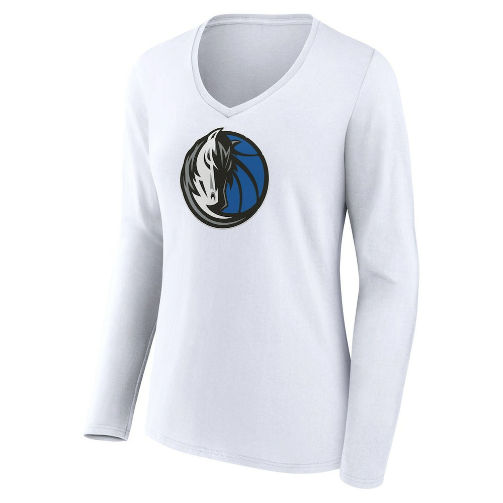 Dallas Mavericks Women's Logo Long Sleeve V-Neck T-Shirt White - NBA