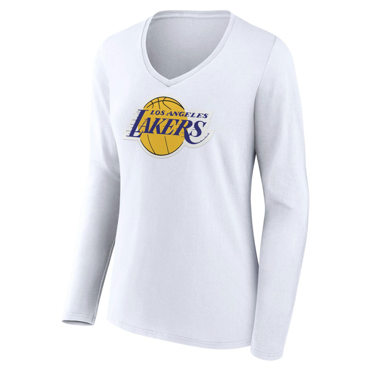 Los Angeles Lakers Women's Logo Long Sleeve V-Neck T-Shirt White - NBA