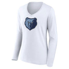 Memphis Grizzlies Women's Logo Long Sleeve V-Neck T-Shirt White - NBA