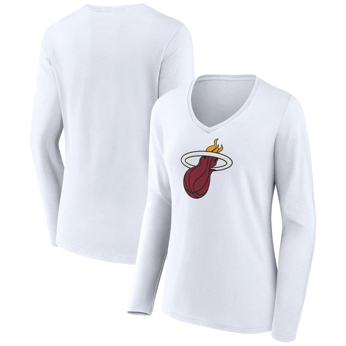 Miami Heat Women's Logo Long Sleeve V-Neck T-Shirt White - NBA