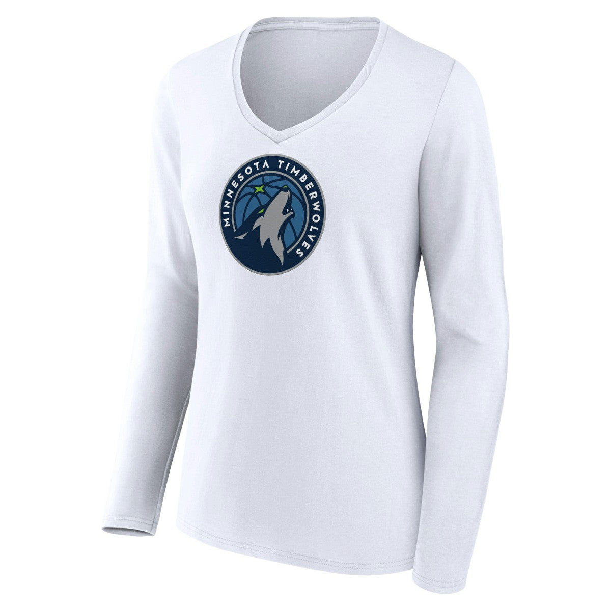 Minnesota Timberwolves Women's Logo Long Sleeve V-Neck T-Shirt White - NBA