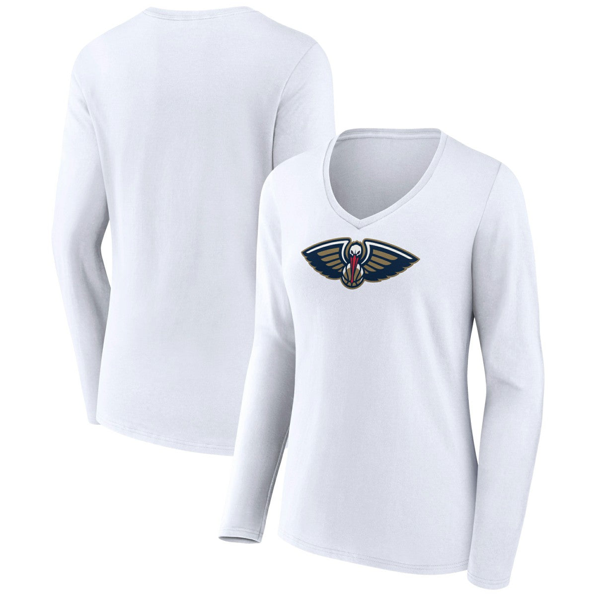 New Orleans Pelicans Women's Logo Long Sleeve V-Neck T-Shirt White - NBA