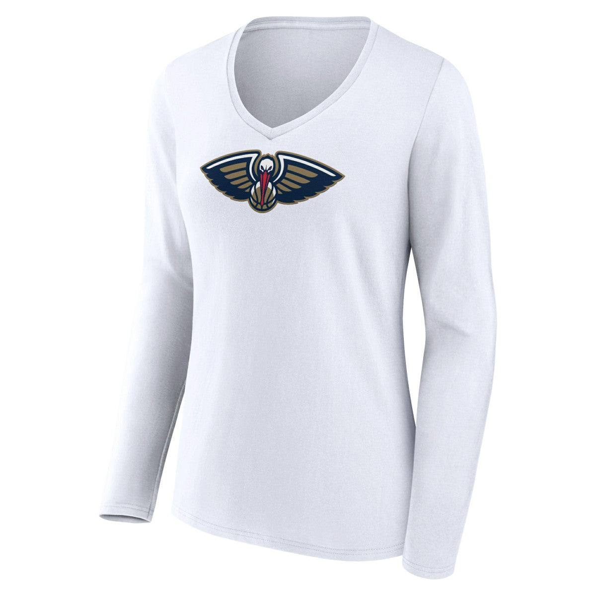 New Orleans Pelicans Women's Logo Long Sleeve V-Neck T-Shirt White - NBA
