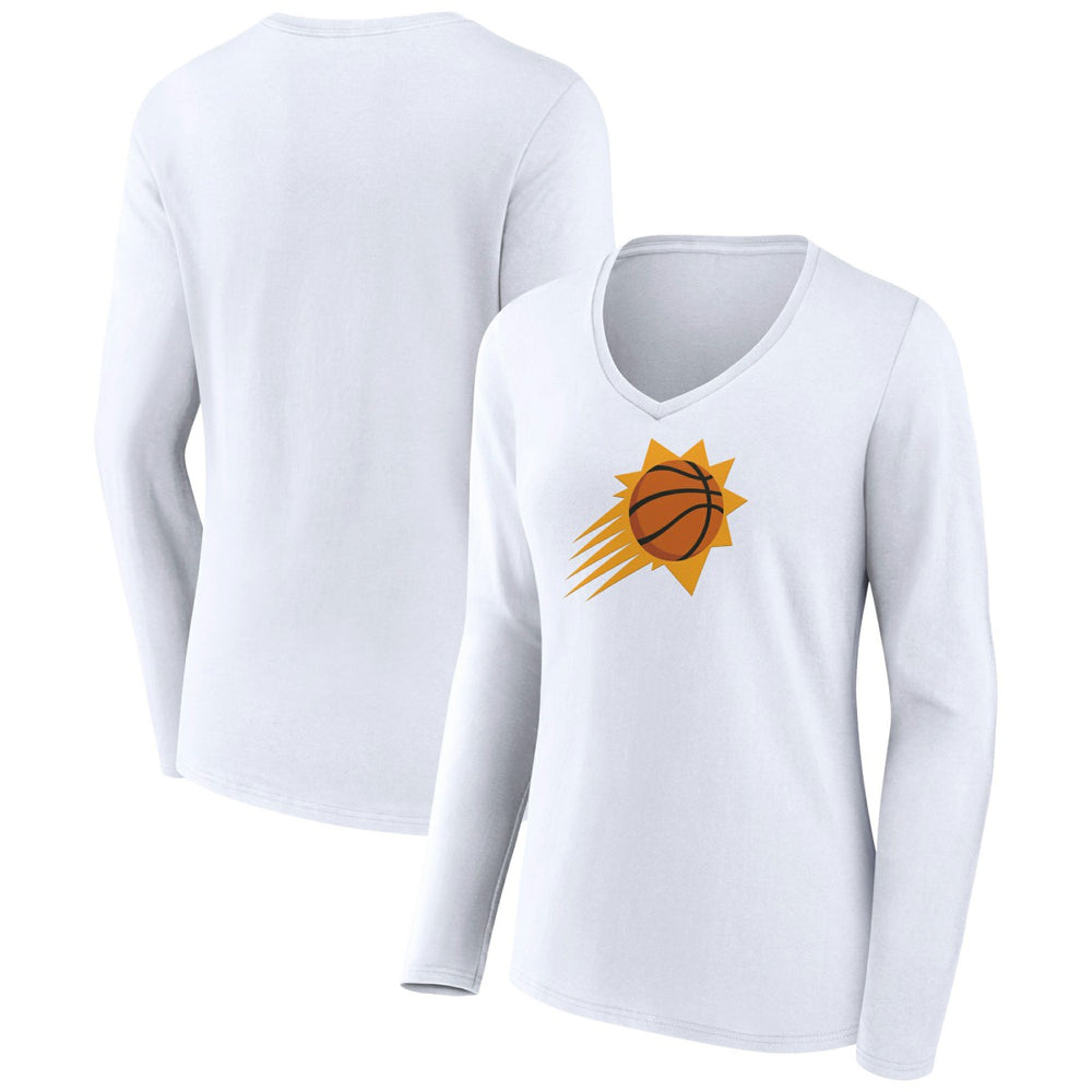 Phoenix Suns Women's Logo Long Sleeve V-Neck T-Shirt White - NBA
