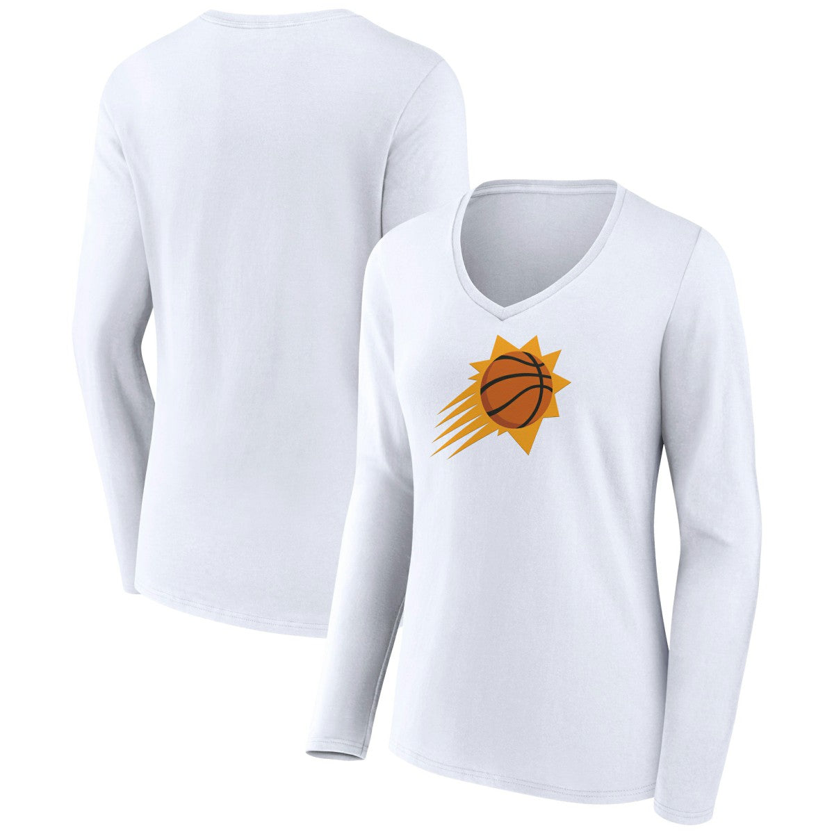 Phoenix Suns Women's Logo Long Sleeve V-Neck T-Shirt White - NBA