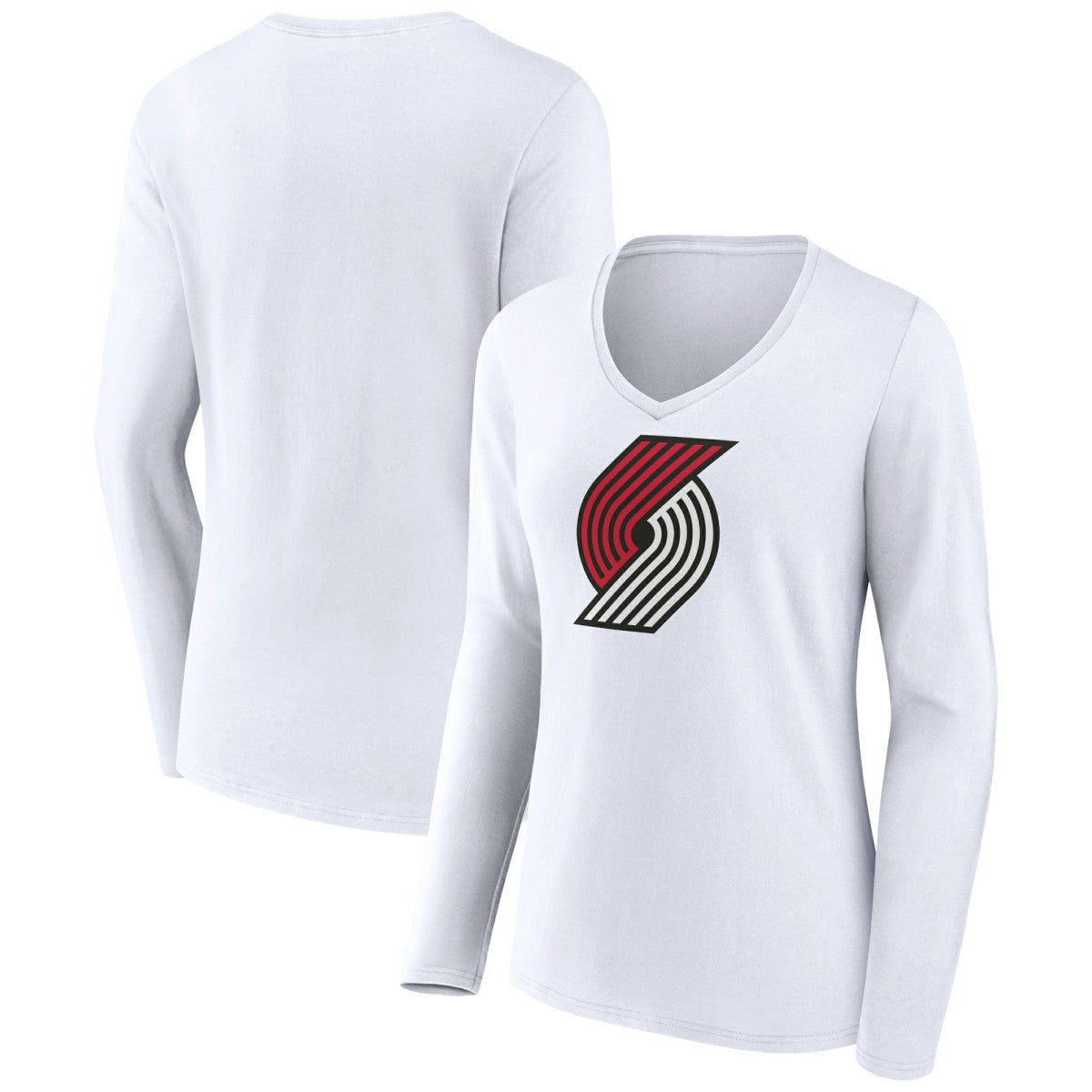 Portland Trail Blazers Women's Logo Long Sleeve V-Neck T-Shirt White - NBA