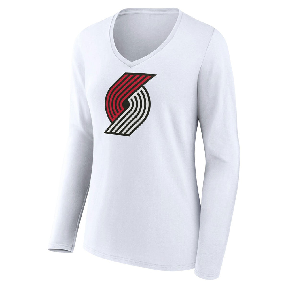 Portland Trail Blazers Women's Logo Long Sleeve V-Neck T-Shirt White - NBA
