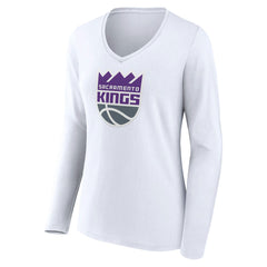 Sacramento Kings Women's Logo Long Sleeve V-Neck T-Shirt White - NBA