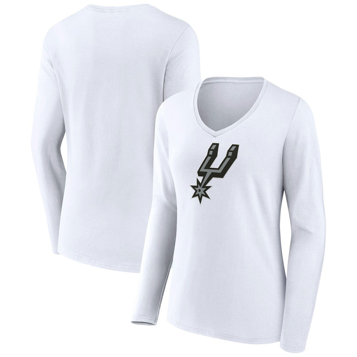 San Antonio Spurs Women's Logo Long Sleeve V-Neck T-Shirt White - NBA