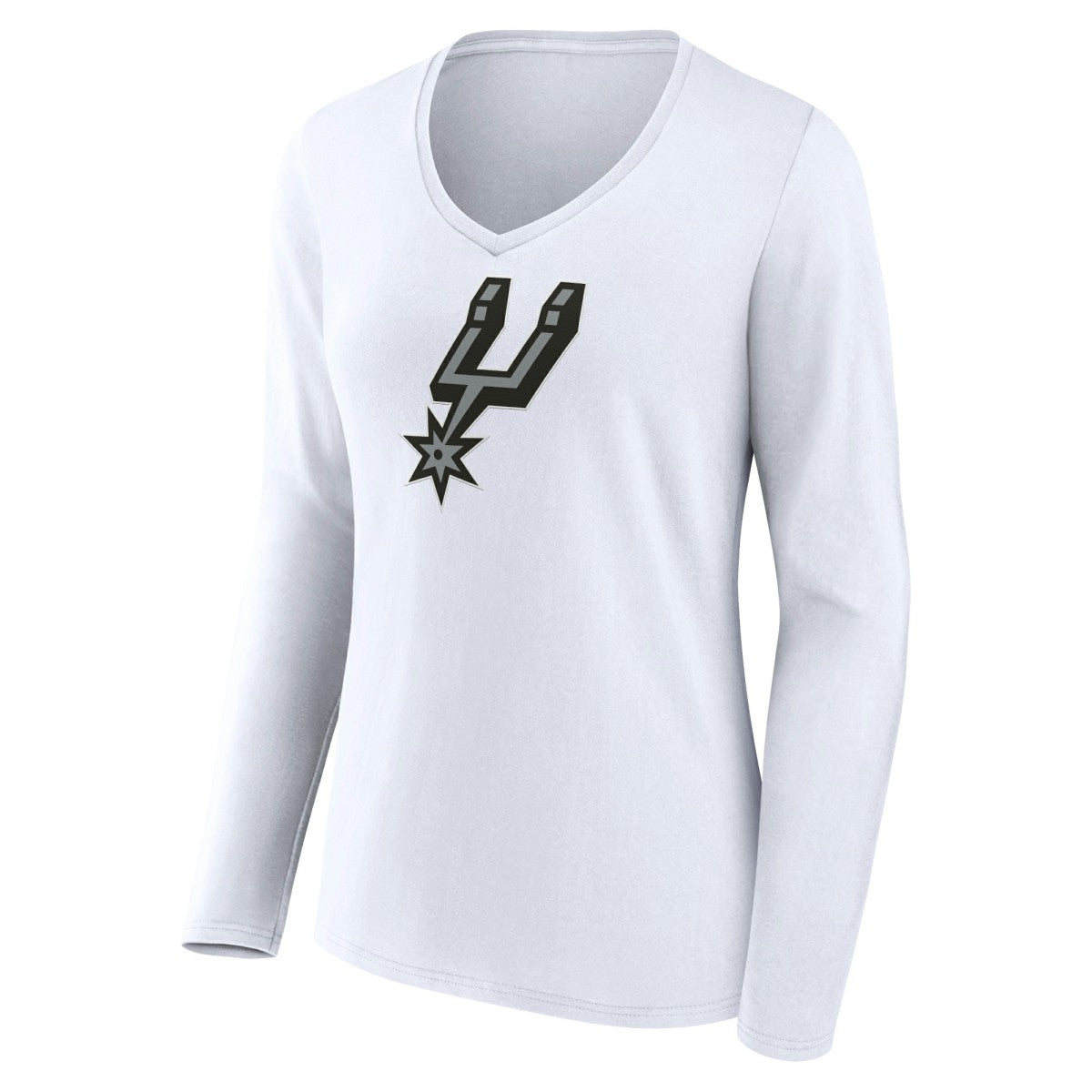 San Antonio Spurs Women's Logo Long Sleeve V-Neck T-Shirt White - NBA