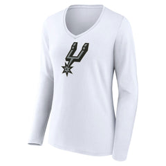 San Antonio Spurs Women's Logo Long Sleeve V-Neck T-Shirt White - NBA