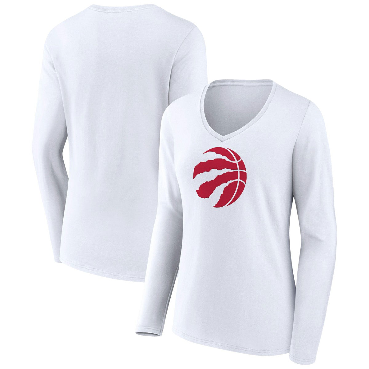 Toronto Raptors Women's Logo Long Sleeve V-Neck T-Shirt White - NBA
