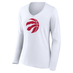 Toronto Raptors Women's Logo Long Sleeve V-Neck T-Shirt White - NBA