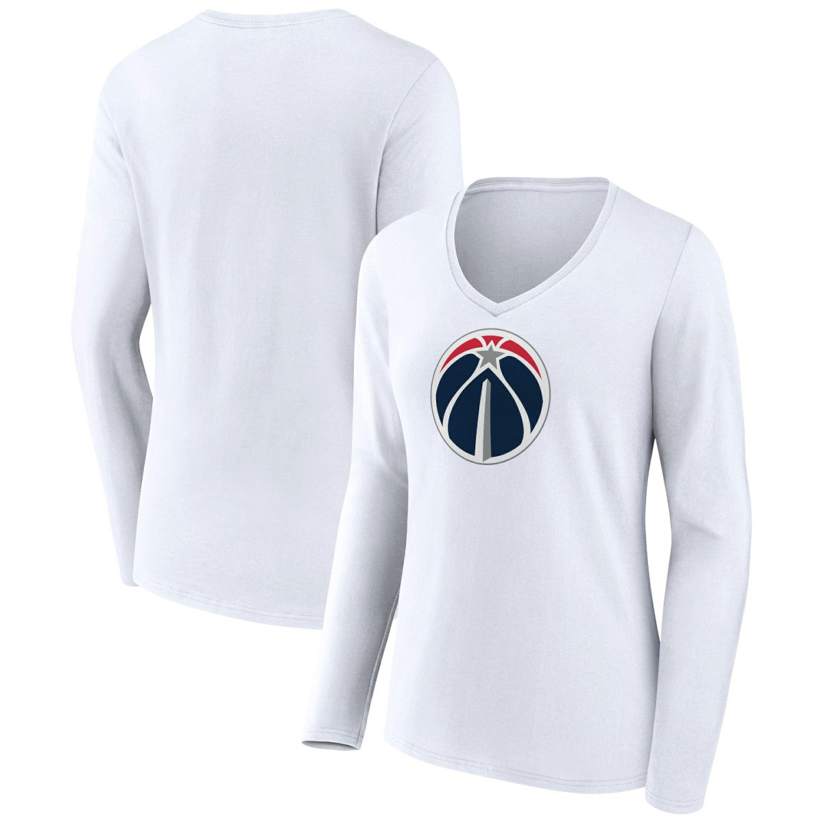 Washington Wizards Women's Logo Long Sleeve V-Neck T-Shirt White - NBA