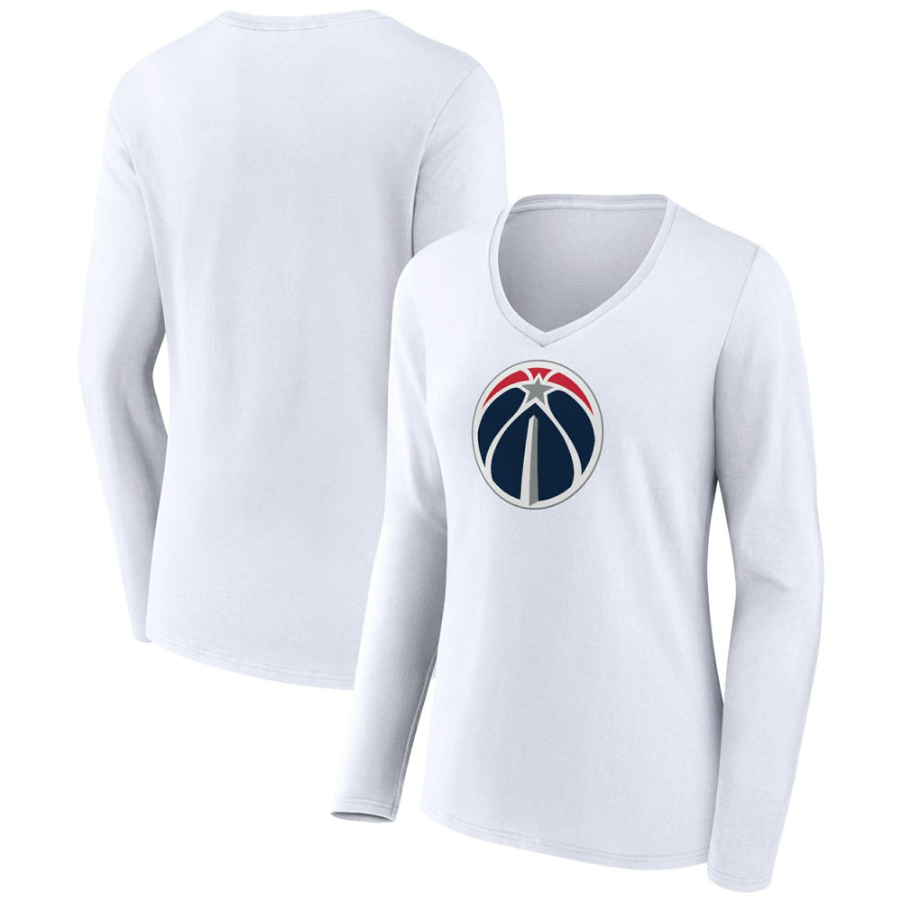 Washington Wizards Women's Logo Long Sleeve V-Neck T-Shirt White - NBA