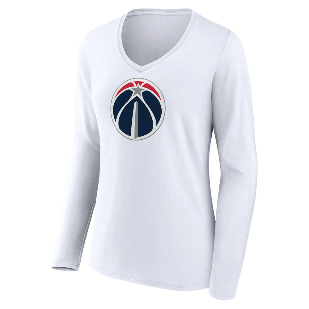 Washington Wizards Women's Logo Long Sleeve V-Neck T-Shirt White - NBA
