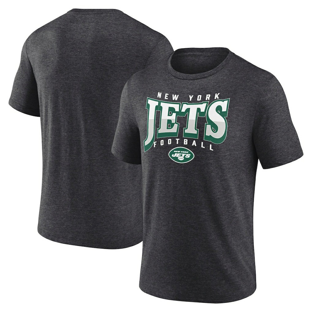 New York Jets Divided Warp Tri-Blend T-Shirt Heather Charcoal | Fanatics