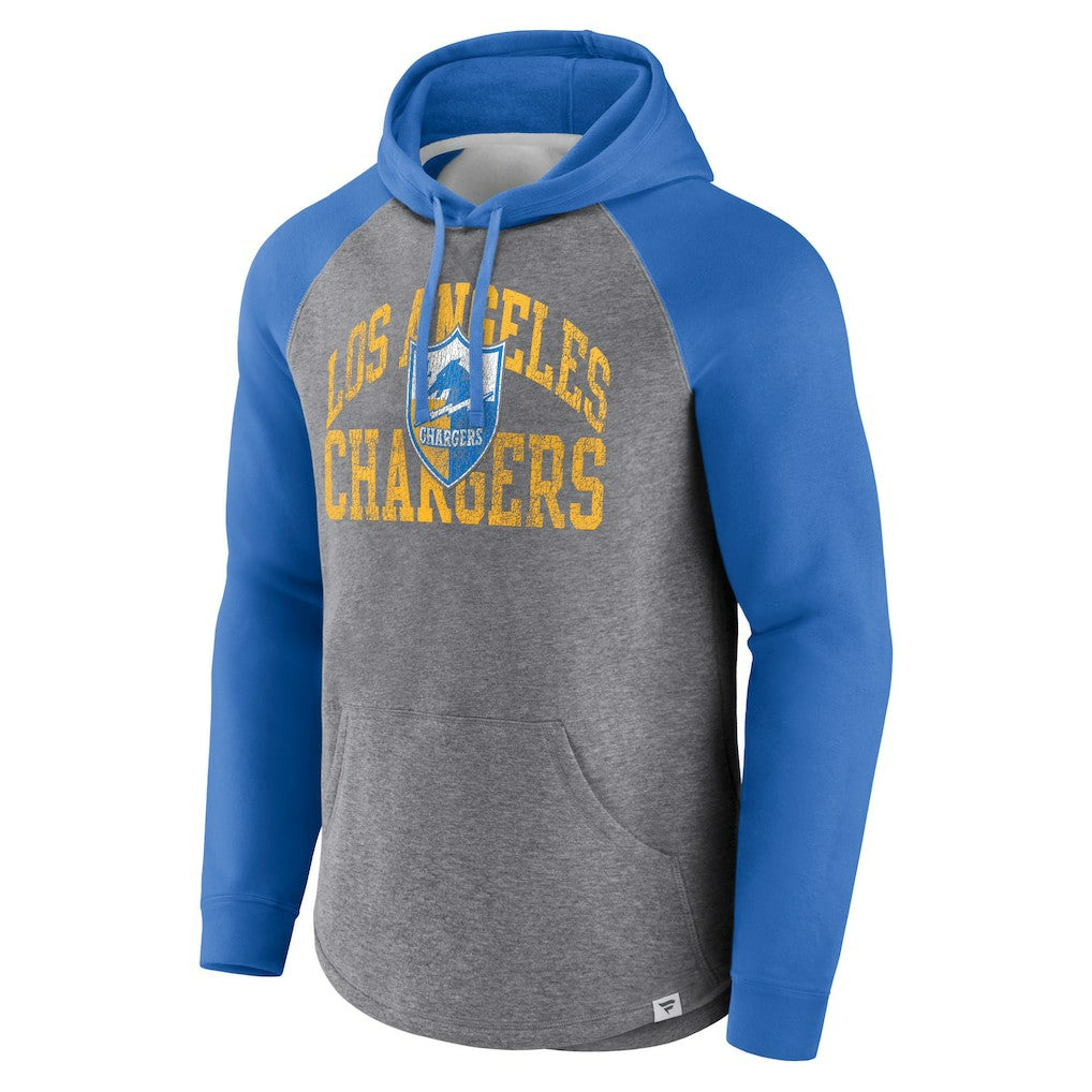 Los Angeles Chargers Favorite Arch Raglan Pullover Hoodie Heather Gray | Fanatics