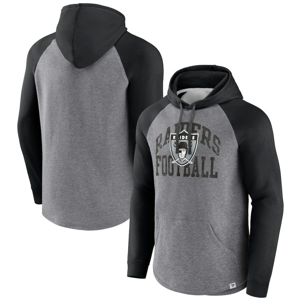 Las Vegas Raiders Favorite Arch Raglan Pullover Hoodie Heather Gray | Fanatics