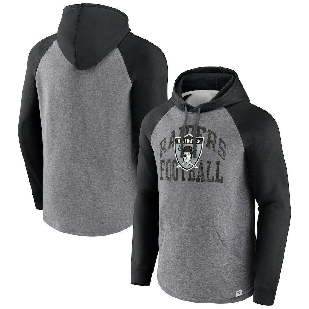Las Vegas Raiders Favorite Arch Raglan Pullover Hoodie Heather Gray | Fanatics