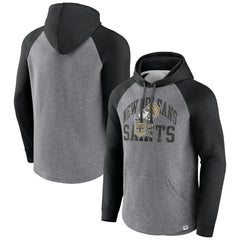 New Orleans Saints Favorite Arch Raglan Pullover Hoodie Heather Gray | Fanatics