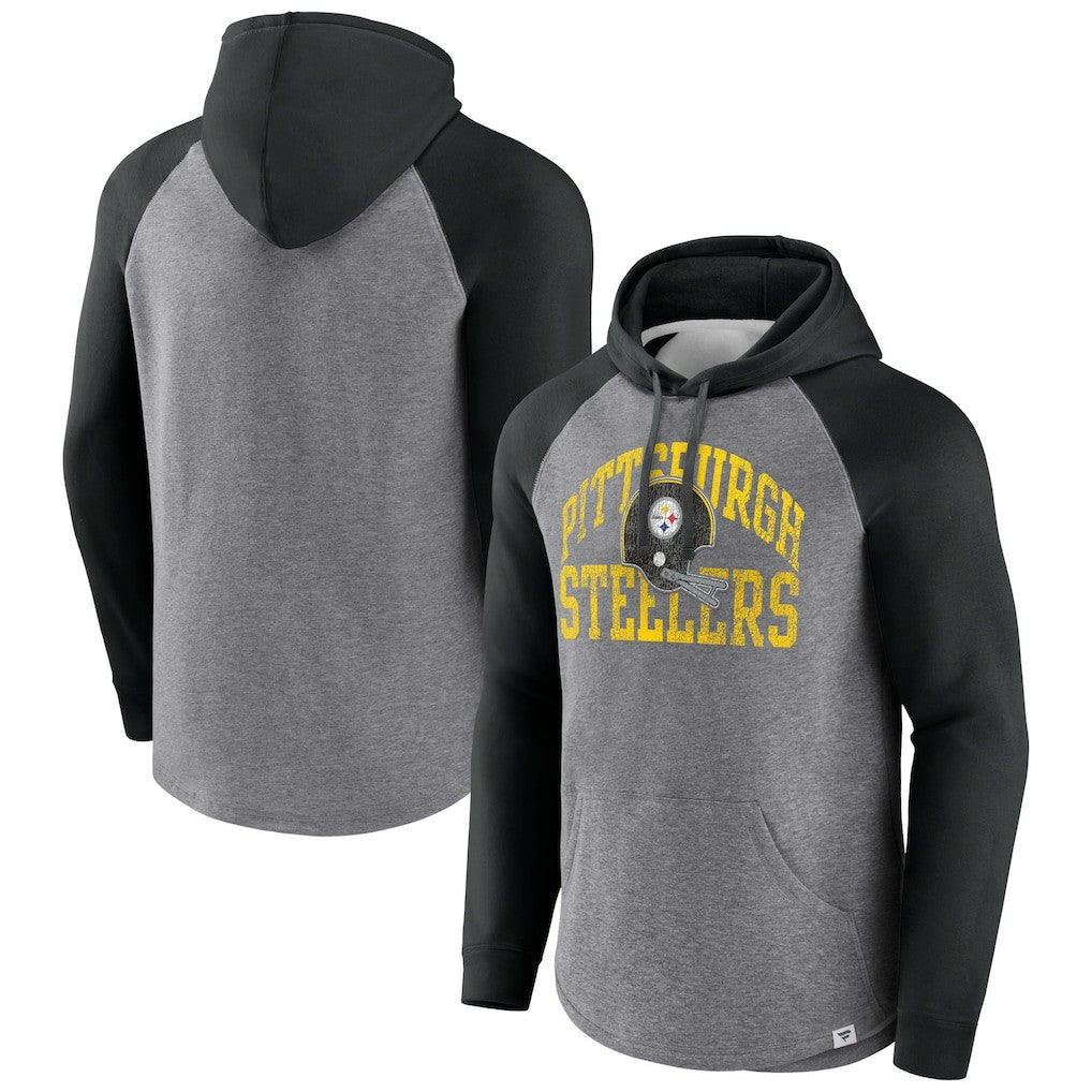 Pittsburgh Steelers Favorite Arch Raglan Pullover Hoodie Heather Gray | Fanatics