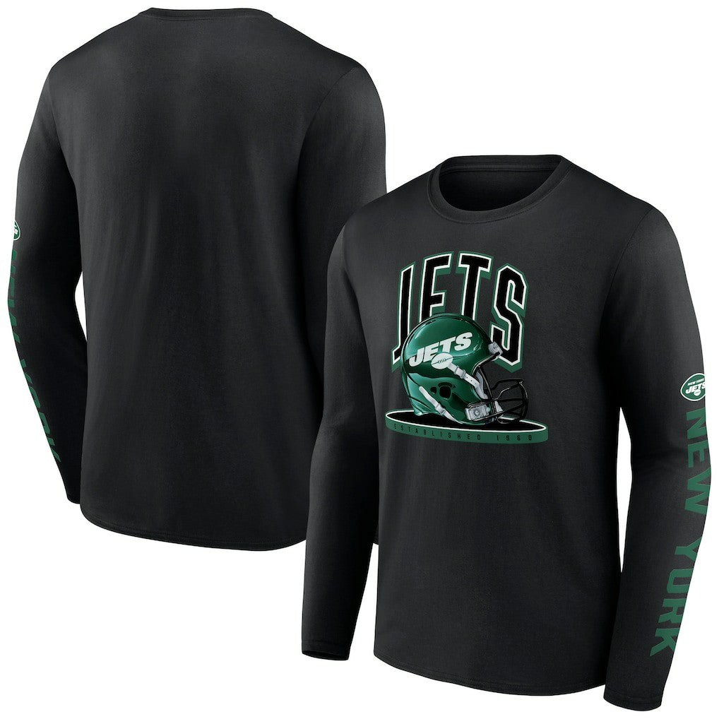 New York Jets Helmet Platform Long Sleeve T-Shirt Black | Fanatics