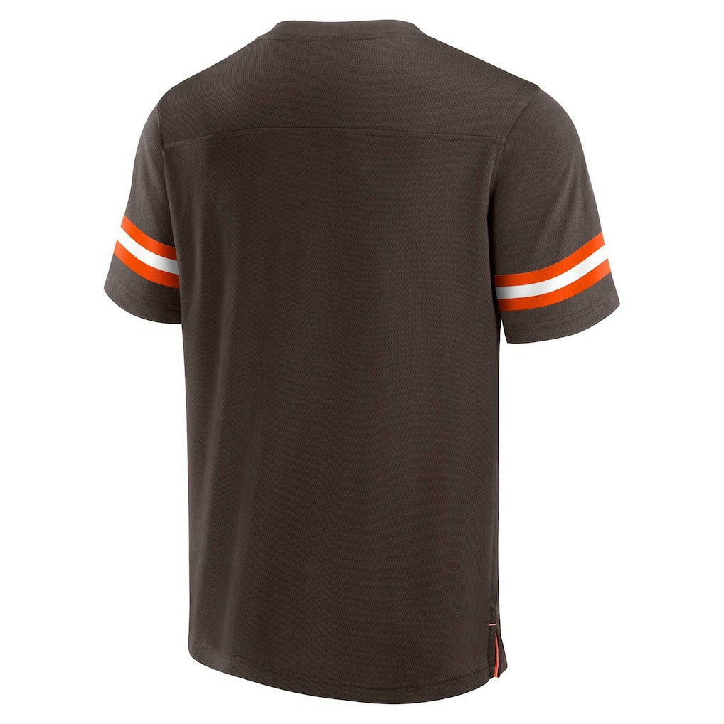 Cleveland Browns Jersey Tackle V-Neck T-Shirt Brown | Fanatics
