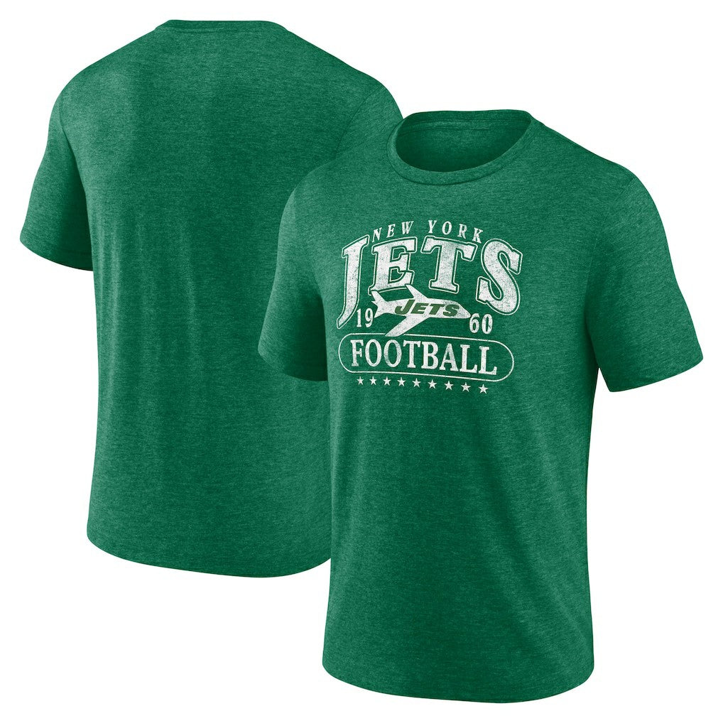 New York Jets Retro Tri-Blend T-Shirt Heather Green | Fanatics