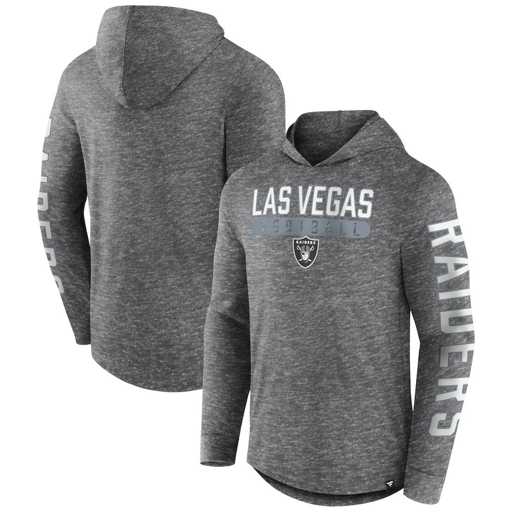 Las Vegas Raiders Pill Stack Long Sleeve Hoodie T-Shirt Heather Charcoal | Fanatics