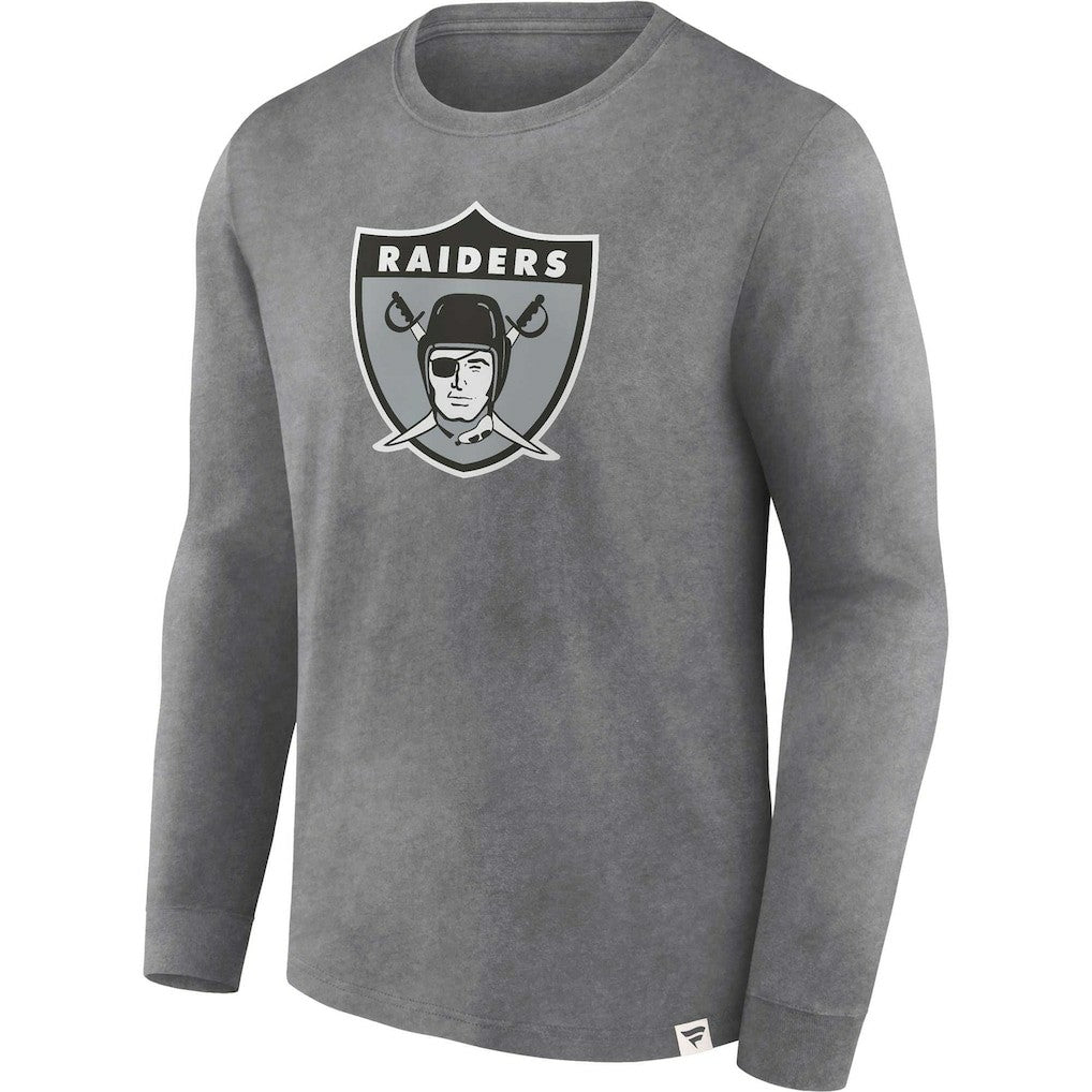 Las Vegas Raiders Washed Primary Long Sleeve T-Shirt Heather Charcoal | Fanatics