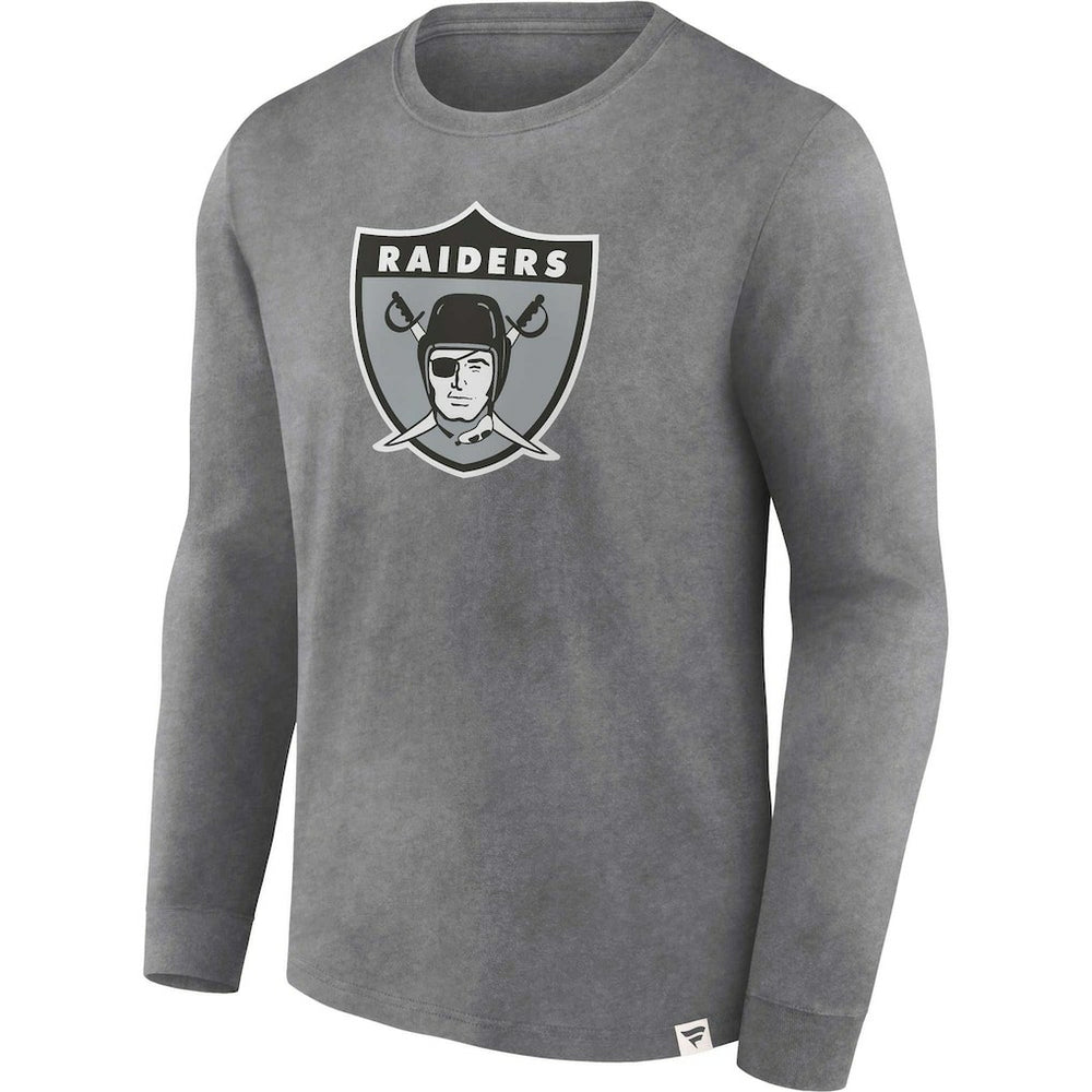 Las Vegas Raiders Washed Primary Long Sleeve T-Shirt Heather Charcoal | Fanatics