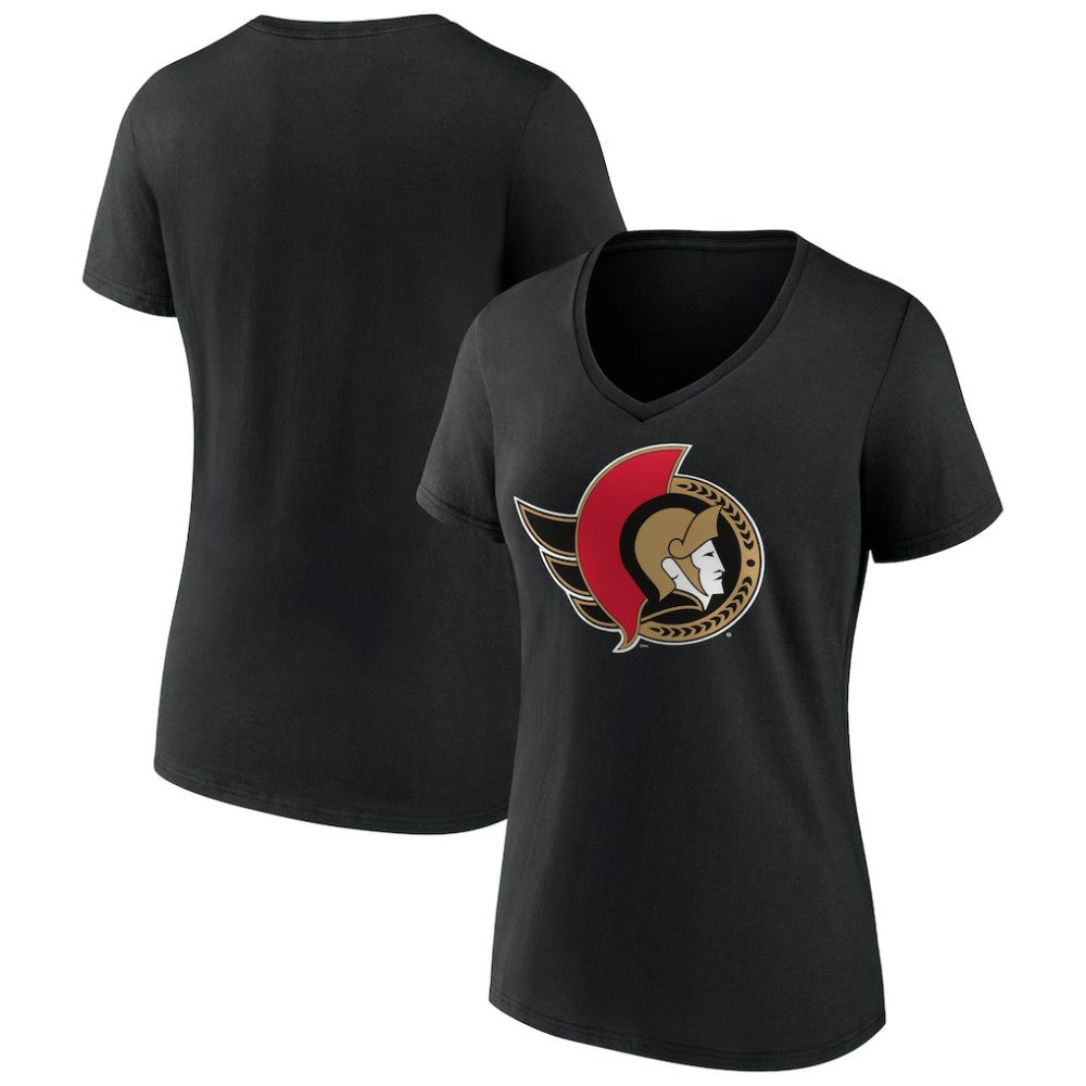Ottawa Senators Women's Team Logo V-Neck T-Shirt - Black - NHL