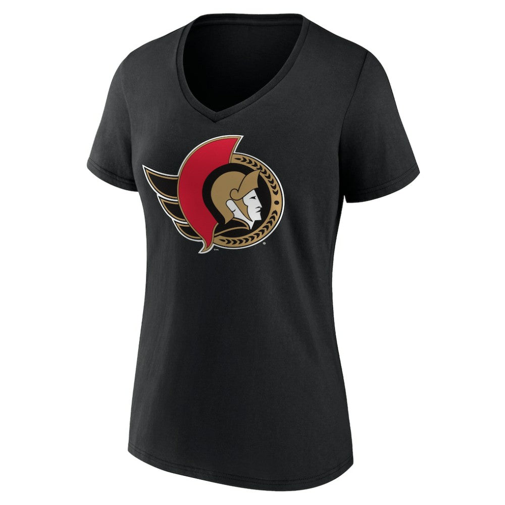 Ottawa Senators Women's Team Logo V-Neck T-Shirt - Black - NHL