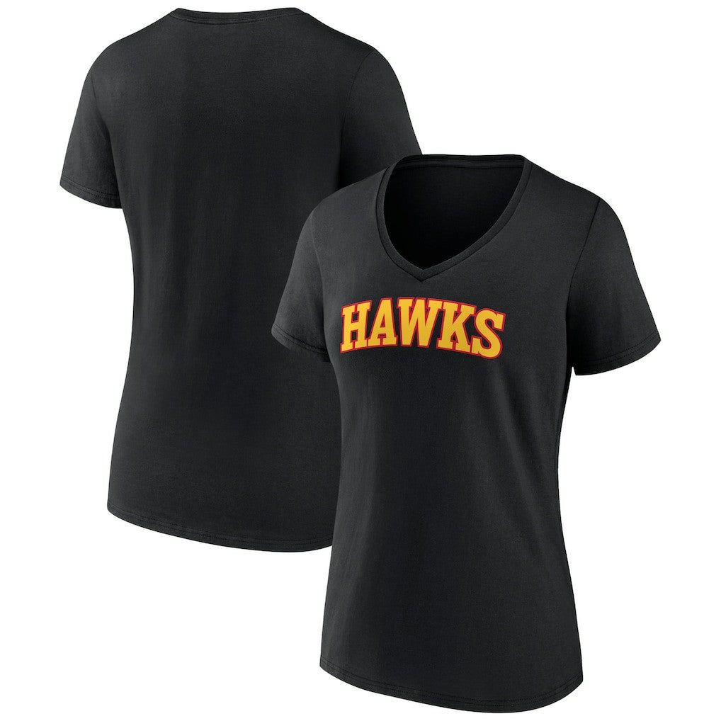 Atlanta Hawks Women's Wordmark V-Neck T-Shirt Black - NBA
