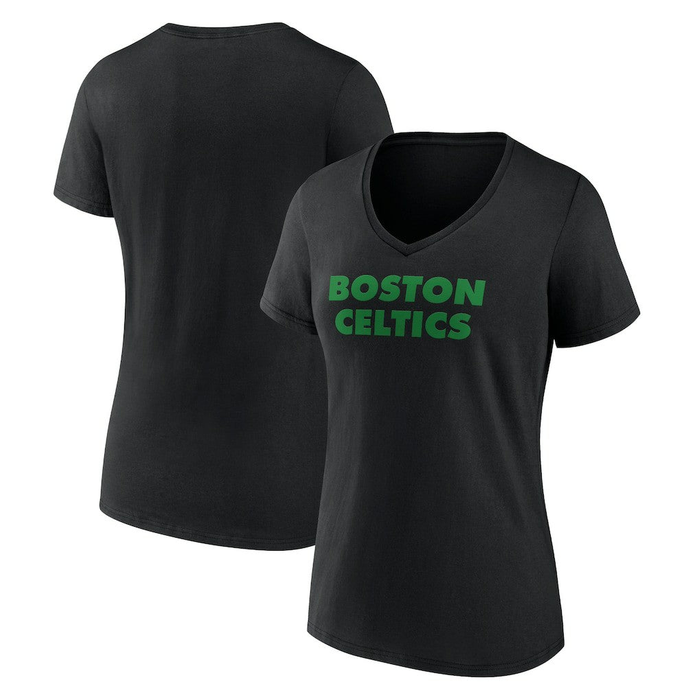 Boston Celtics Women's Wordmark V-Neck T-Shirt Black - NBA