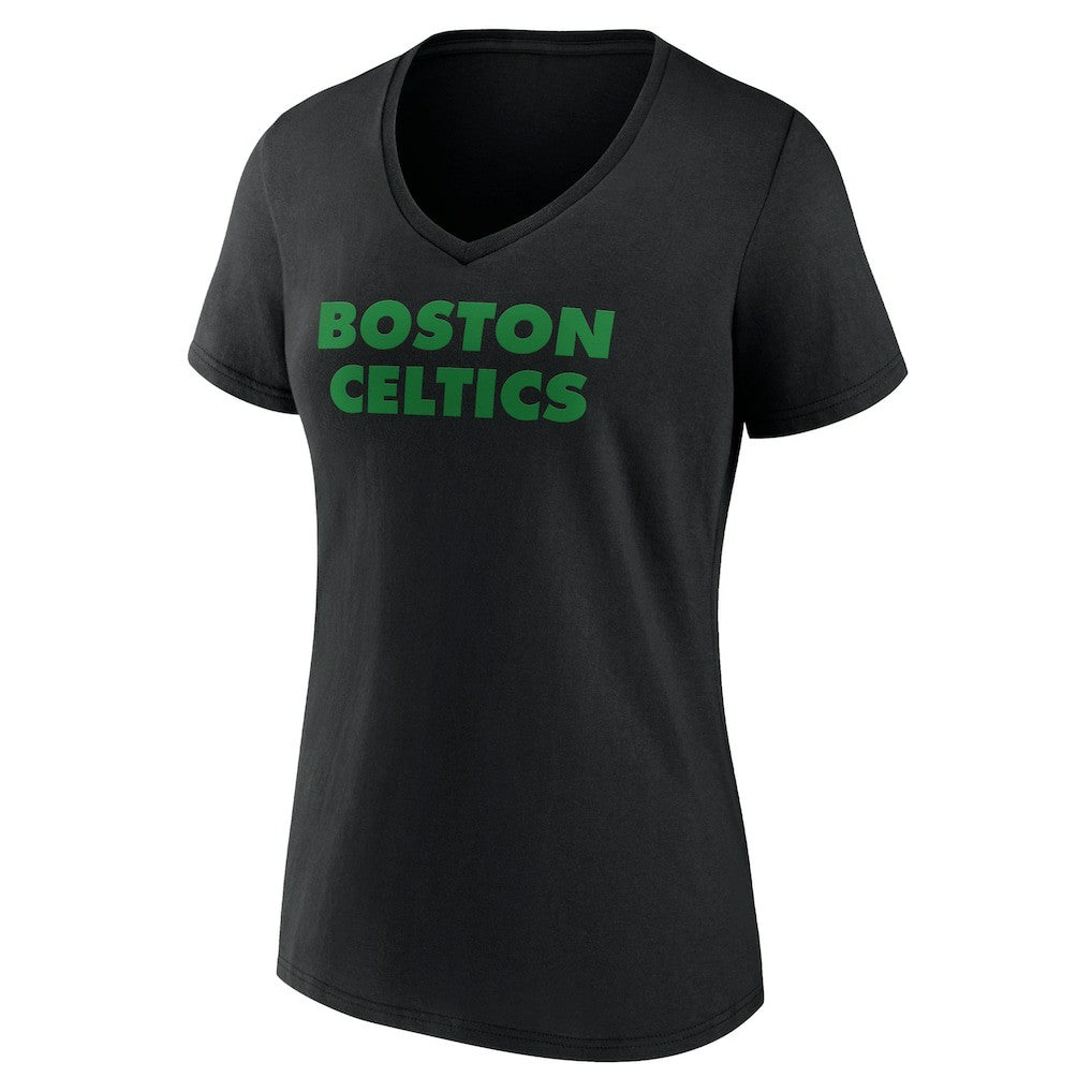 Boston Celtics Women's Wordmark V-Neck T-Shirt Black - NBA