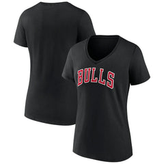 Chicago Bulls Women's Wordmark V-Neck T-Shirt Black - NBA