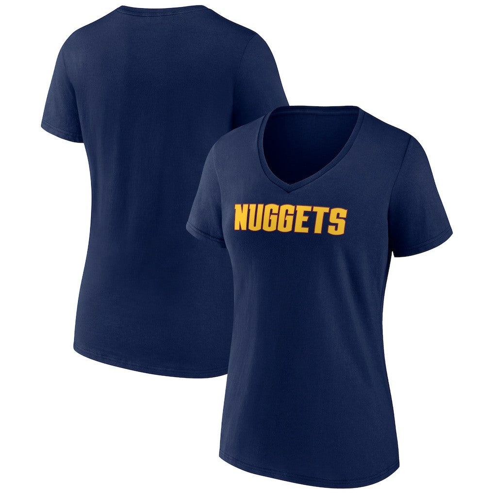 Denver Nuggets Women's Wordmark V-Neck T-Shirt Navy - NBA