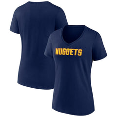 Denver Nuggets Women's Wordmark V-Neck T-Shirt Navy - NBA
