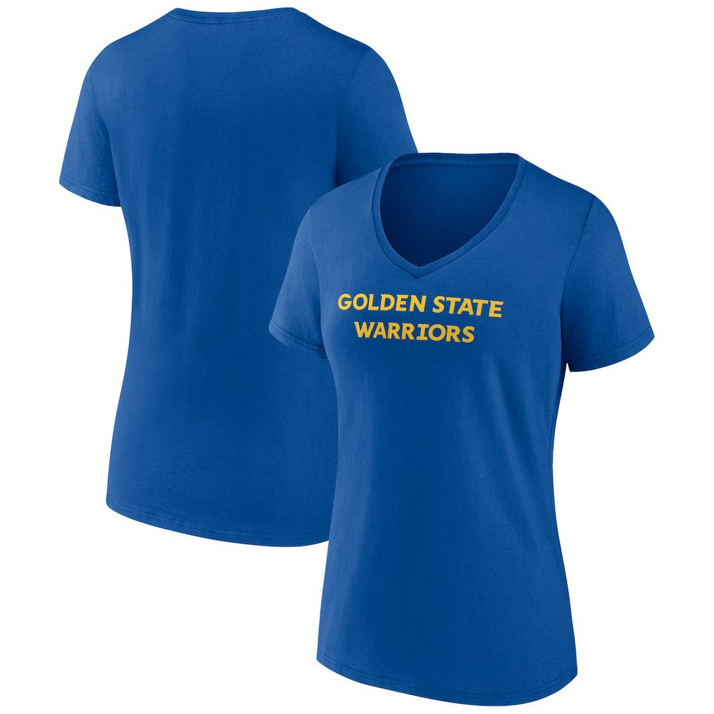 Golden State Warriors Women's Wordmark V-Neck T-Shirt Royal - NBA
